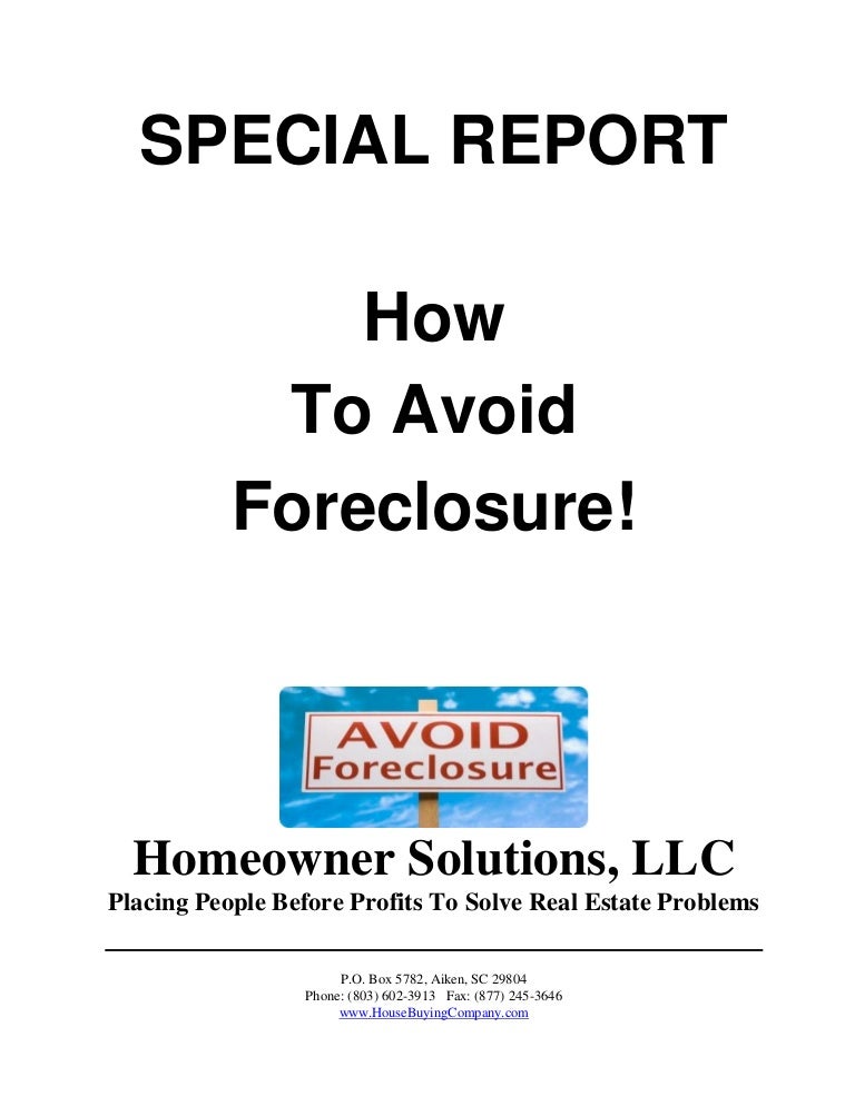 How To Avoid Foreclosure Sell House Fast Columbia SC Sell House F…