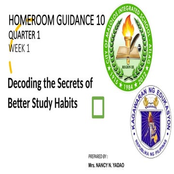 HOMEROOM GUIDANCE 10 - QUARTER 1- WEEK 1