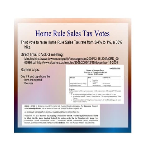 Home Rule Sales Tax Votes