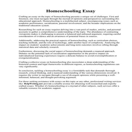 Homeschooling Essay. Pros And Cons Of Homeschooling