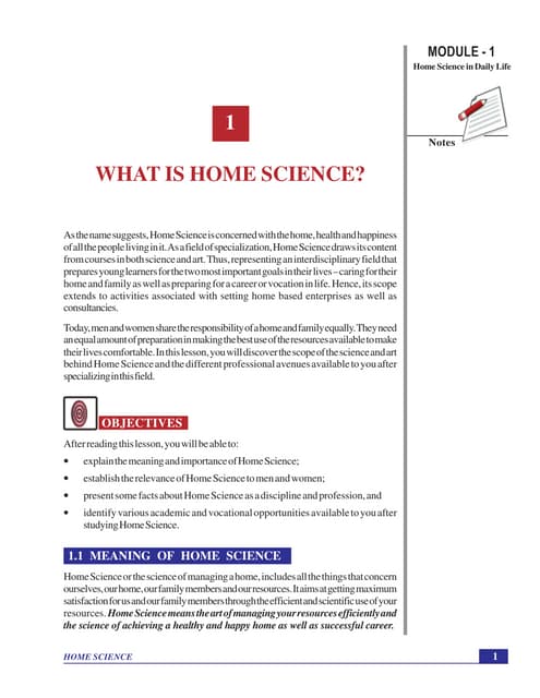 What is Home Science?- NIOS Secondary L1 | PPTX