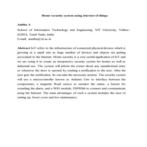 Home security system using internet of things