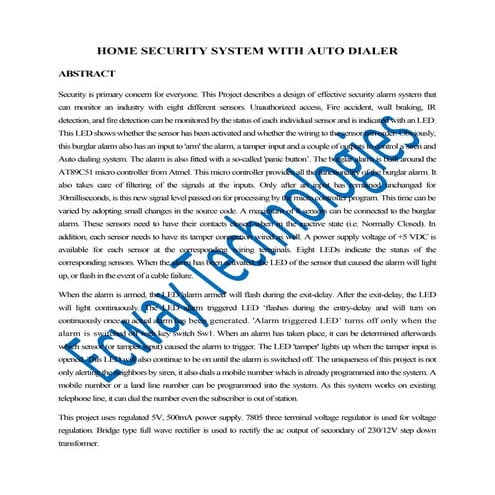 Home security system with auto dialer