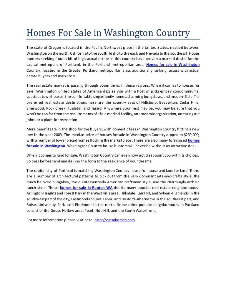 Homes For Sale In Washington