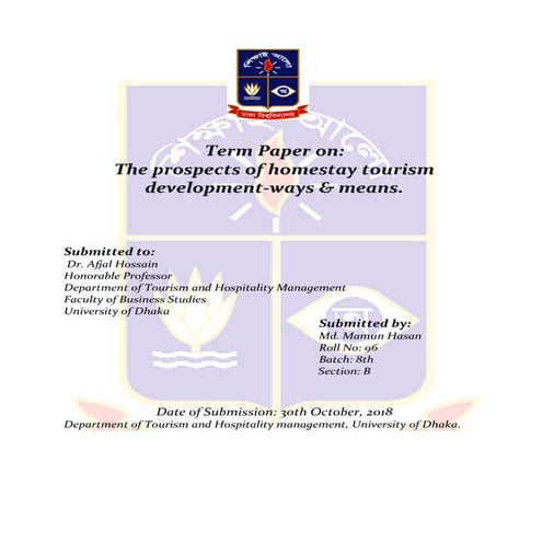 A sample report on tourist destination. | DOCX
