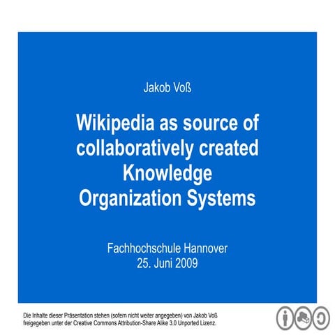 Wikipedia as source of collaboratively created Knowledge Organization Systems