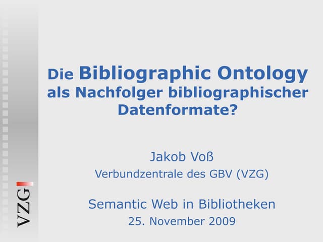 Die Bibliographic Ontology als Nachfolger bibliographischer Datenformate?