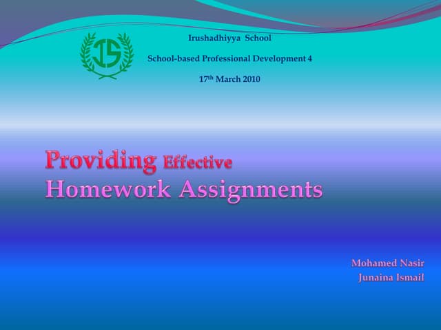 Providing Effective Homework Assignments