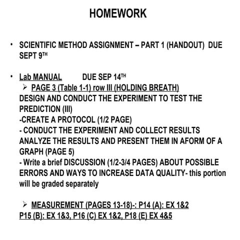 HW Biology Bio121 Homework given 083109 | PPT