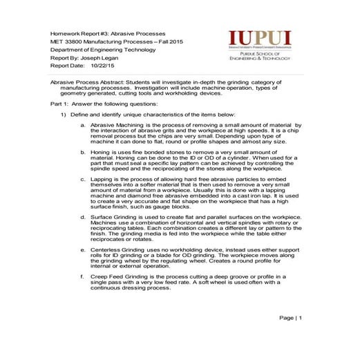 Manufacturing Processes Coursework