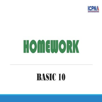 Homework BÁSICO 10, Presentación ppt inglés | PPTX