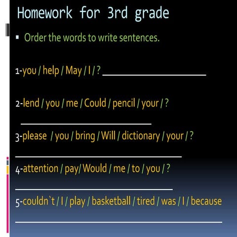 Homework for 3rd grade | PPTX