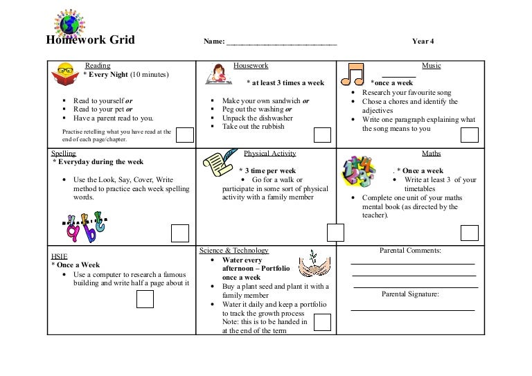 Homework grid