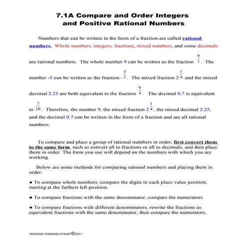 Homework guide 7.1 a r-order numbers
