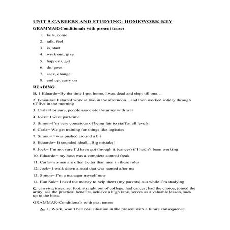 Homework key unit 9 | DOC