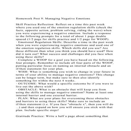 Homework Post 9 Managing Negative EmotionsSkill Practice Refl.docx