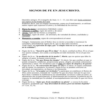 Homilía. bodas de caná. signos de fe en jesucristo