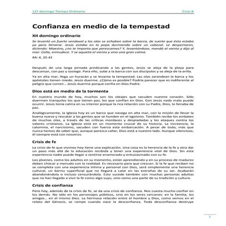 Homilía 12 Domingo Ordinario - B