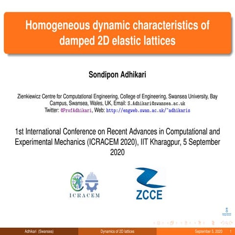 Homogeneous dynamic characteristics of damped 2 d elastic lattices