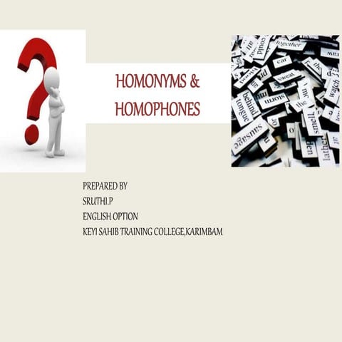Homonyms and homophones | PPTX