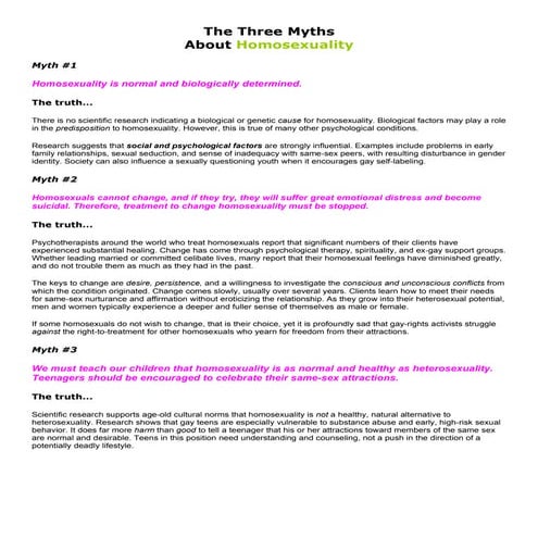 Homosexuality The Three Myths