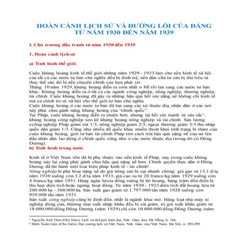 Hoàn cảnh lịch sử và đường lối của đảng từ năm 1930 đến năm 1939