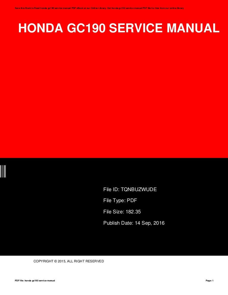 Honda gc190servicemanual