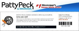 Honda $10 OFF Service Coupon MS - Honda Auto Repair near Jackson