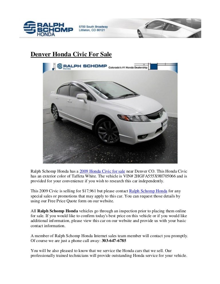 Ralph Schomp Honda >> Honda Civic For Sale In Denver Co Ralph Schomp Honda >> Honda Civic For Sale In Denver Co