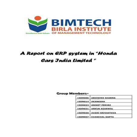 Honda ERP Report