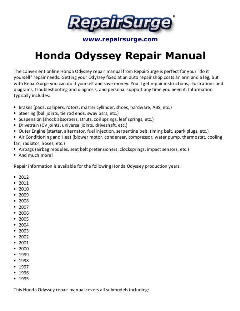 2006 honda odyssey repair manual