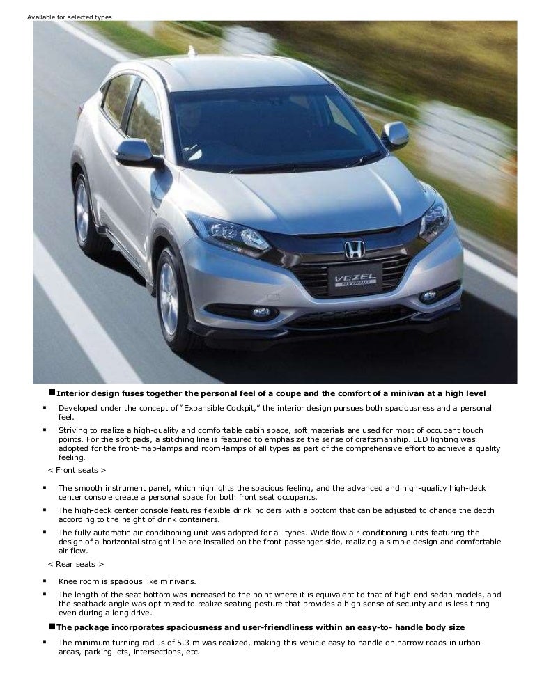 Honda Vezel Specifications And Comparism