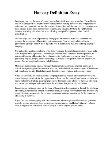 Essay On Integrity. Suncoast Technical College | PDF