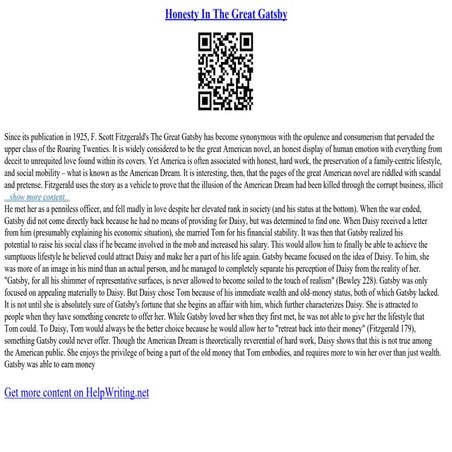 Honesty In The Great Gatsby