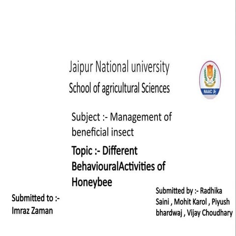 Lecture 5 - Effect of Agrl. inputs on bee activity .pptx