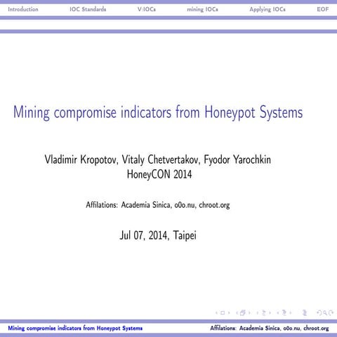 Honeycon2014: Mining IoCs from Honeypot data feeds