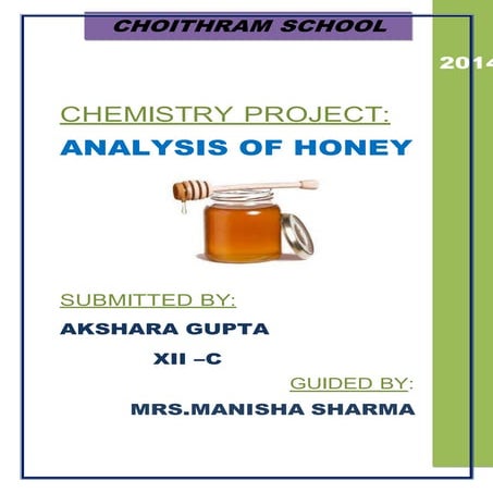 chemistry project for class 12 on analysis of honey