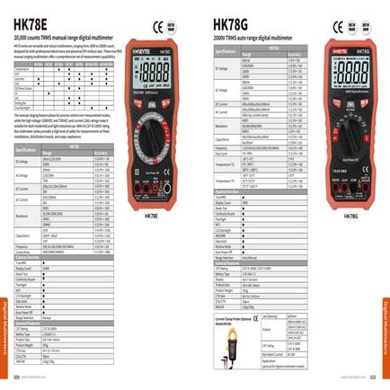 Honeytek Electronic Test tools:digital multimeter catalog.pdf