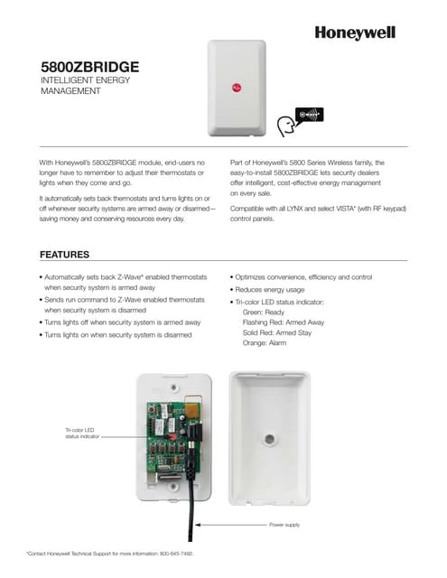 Honeywell 5800wave-data-sheet | PDF