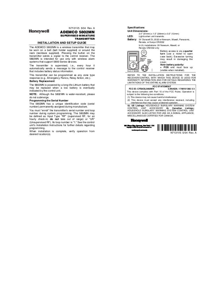 Honeywell 5802mn