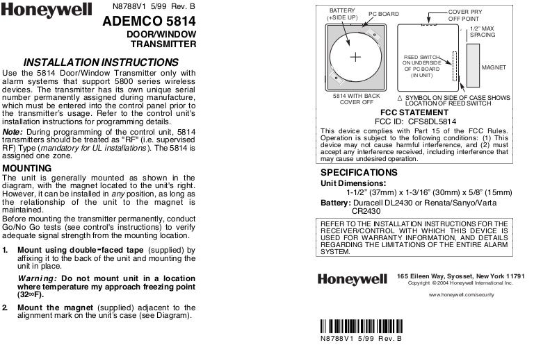 Honeywell 5814-install-guide