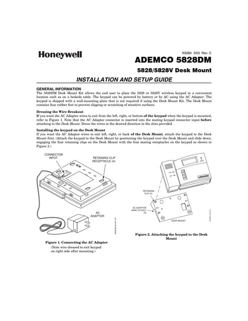 ADEMCO HONEYWELL 5828DM DESK MOUNT 5828-DM *NEW*