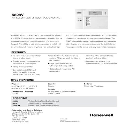 Honeywell 5828v-data-sheet