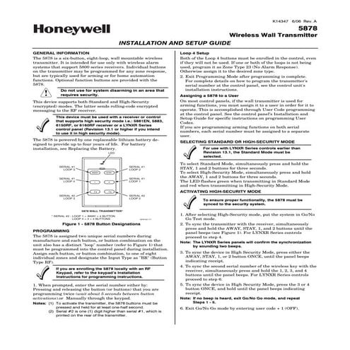 Honeywell 5883h-install-guide | PDF