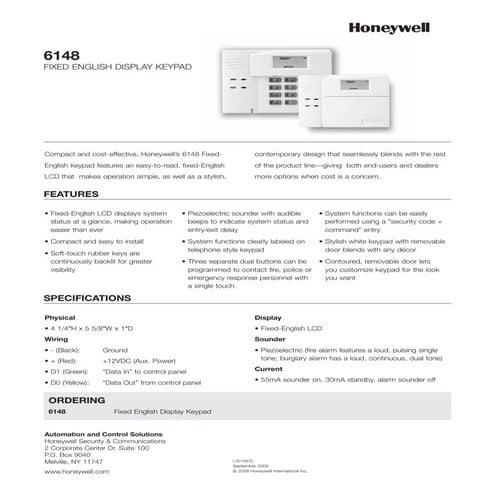 Honeywell 6148-data-sheet | PDF