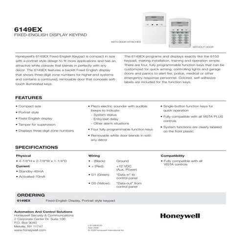 Honeywell 6149 ex-data-sheet