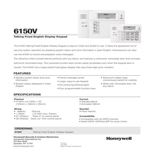 Honeywell 6150 v-data-sheet