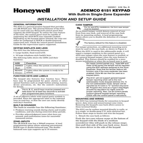 Honeywell 6151-install-guide