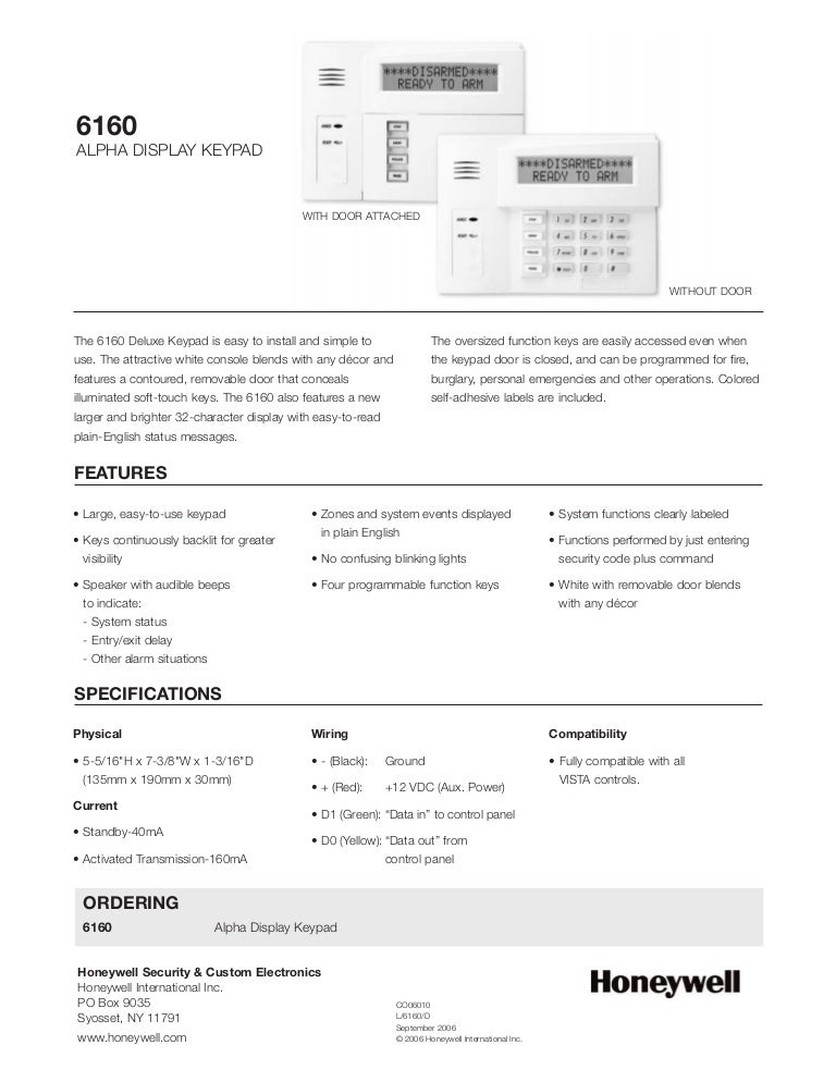 Honeywell 6160datasheet