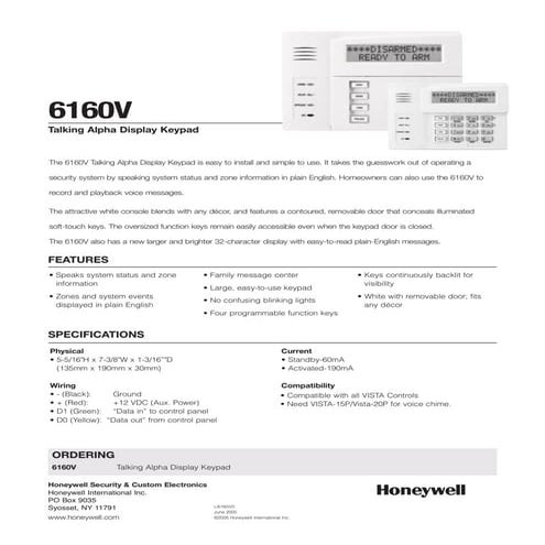 Honeywell 6160 v-data-sheet